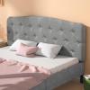 imageGiantex Upholstered Headboard Button Tufted Headboard Adjustable Height from 38 to 53 Platform Full Size Easy Assembly Modern Fabric Furniture for Bedroom Light Grey