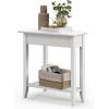 imageGiantex Wedge End Table White Triangle Side Table with Storage Shelf and Solid Wood Legs Recliner Table 245quot Tall Nightstand Modern Narrow Accent Table for Small Space Living RoomWhite