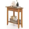 imageGiantex Wedge End Table White Triangle Side Table with Storage Shelf and Solid Wood Legs Recliner Table 245quot Tall Nightstand Modern Narrow Accent Table for Small Space Living RoomWalnut