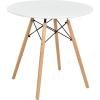imageGiantex White Dining Table 315quot D x 32quot H Round Dining Room Table with Solid Beech Wood Legs Modern Kitchen Table with TSCA Certification for Small Places White ampamp Natural