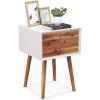 imageGiantex White Nightstand Wooden Bedside Tables w 2 Storage Drawers ampamp Soild Wood Legs Practical End Side Table Mid Century Modern Night Stand for Living Room BedroomWhite  Walnut