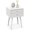 imageGiantex White Nightstand Wooden Bedside Tables w 2 Storage Drawers ampamp Soild Wood Legs Practical End Side Table Mid Century Modern Night Stand for Living Room BedroomWhite