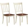 imageGiantex Wood Dining Chairs Set of 2 Armless Kitchen Chairs wSolid Rubber Wood Frame Easy to Assemble Dining Side Chair Farmhouse Dining Room ChairsIvorybrown