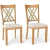 imageGiantex Wood Dining Chairs Set of 2 Faux Leather Upholstered Kitchen Chairs with Rubber Wood Legs Padded Seat Max Load 355 Lbs Farmhouse Armless Wooden Dining Room ChairNatural  Beige