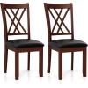 imageGiantex Wood Dining Chairs Set of 2 Faux Leather Upholstered Kitchen Chairs with Rubber Wood Legs Padded Seat Max Load 355 Lbs Farmhouse Armless Wooden Dining Room ChairChesnut  Black