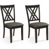 imageGiantex Wood Dining Chairs Set of 2 Faux Leather Upholstered Kitchen Chairs with Rubber Wood Legs Padded Seat Max Load 355 Lbs Farmhouse Armless Wooden Dining Room ChairDark Gray