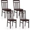imageGiantex Wood Dining Chairs Set of 2 Kitchen Chairs with Solid Wood Frame Armless Wooden Dining Side Chairs with NonSlip Foot Pads Farmhouse Slat Back Dining Room Chair WalnutBrown