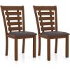 imageGiantex Wood Dining Chairs Set of 2 Upholstered Dining Chairs with Rubber Wood Legs Wooden Kitchen Chair with Padded Seat Max Load 300 Lbs Farmhouse High Back PU Leather Dining Room Chair WalnutWalnut