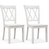 imageGiantex Wood Dining Chairs Set of 2 White Armless Kitchen Chair wRubber Wood Frame Cross Back Contoured Seat Farmhouse Wooden Side Chair High Back Kitchen Chairs for Home Dining RoomWhite