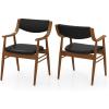 imageGiantex Wooden Dining Chairs Set of 2 PU Leather Upholstered Kitchen Chairs wPadded Seat ampamp Back Rubber Wood Frame Comfy Modern Armchairs MidCentury Side Chairs for Home Living RoomWalnutblack