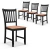 imageGiantex Wooden Dining Chairs Set of 4 Farmhouse Kitchen Chair with Rubber Wood Legs Easy to Assemble Armless Dining Side Chairs Dining Room Chairs Black