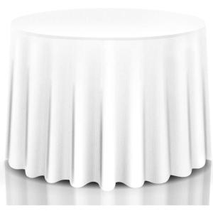 imageGiantex 10 Pcs Round White Tablecloth 90Inch Premium Polyester Table Cover Machine Washable Durable Table Cloths for Wedding Reception Restaurant Banquet Party White 90White