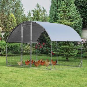 imageGiantex 185ft Large Metal Chicken Coop Walkin Chicken Coops Hen Run House Shade Cage with Waterproof and Sun Protection Cover for Outdoor Backyard Farm Use Poultry Cage 185 x 92 ft FlatDome