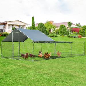 imageGiantex 185ft Large Metal Chicken Coop Walkin Chicken Coops Hen Run House Shade Cage with Waterproof and Sun Protection Cover for Outdoor Backyard Farm Use Poultry Cage 185 x 92 ft FlatHalf Spire