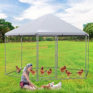imageGiantex 185ft Large Metal Chicken Coop Walkin Chicken Coops Hen Run House Shade Cage with Waterproof and Sun Protection Cover for Outdoor Backyard Farm Use Poultry Cage 185 x 92 ft FlatSpire