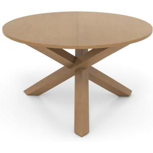 imageGiantex 36quot Round Wood Dining Table Farmhouse Kitchen Table with Intersecting Pedestal Base ampamp Solid Rubber Wood Legs Vintage Coffee Tables for Dinette Small Spaces Restaurant BrownNatural