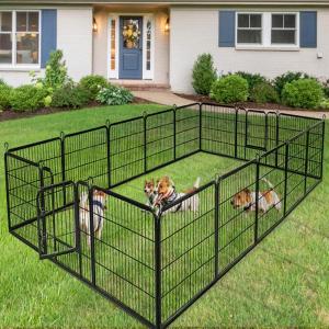imageGiantex 48 inch Dog Fence with Door 168 Panels Dog Playpen for Outside Large Dogs Portable Pet Playpen Fencing Enclosures Heavy Duty Metal Camping Fences for The Yard 8 Panels 48 inch16 Panels