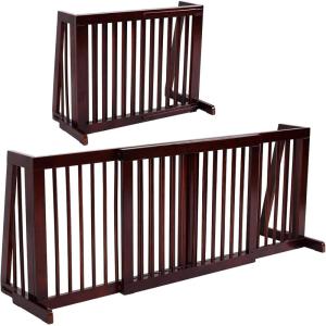 imageGiantex Expandable Wood Dog Gate 2880 Adjustable Freestanding Safety Gate Step Over Fence for Small to Medium Sized Pets Indoor House Doorway Stairs Extra Wide Fence