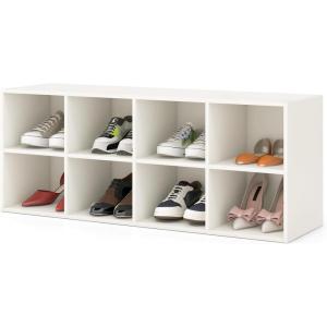 imageGiantex Shoe Bench 8 Cubes 40quot Entryway Bench with Storage 8Cubby Shoe Rack Shoe Organizer Storage Cabinet for Entryway Hallway Mudroom Living Room Bedroom Support up to 500 lbs WhiteWhite