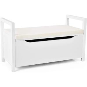 imageGiantex Shoe Storage Bench with Cushion Entryway Storage Benches End of Bed Bench for Bedroom Wood Shoe Bench with Seat 34quot L15quot W19quot H BlackWhite