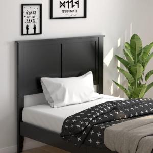 imageGiantex Twin Bed Headboard Flat Panel with Predrilled Holes for Height Adjustment Thickened Wooden Backboard BlackBlack