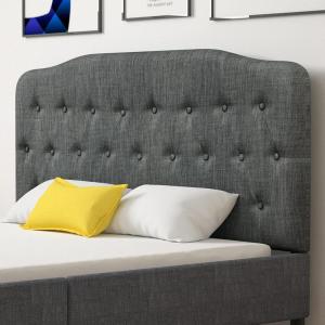 imageGiantex Upholstered Headboard Button Tufted Headboard Queen Size Adjustable Height from 38 to 53 Platform Easy Assembly Modern Fabric Furniture for Bedroom Dark Grey