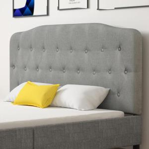 imageGiantex Upholstered Headboard Button Tufted Headboard Queen Size Adjustable Height from 38 to 53 Platform Easy Assembly Modern Fabric Furniture for Bedroom Light Grey