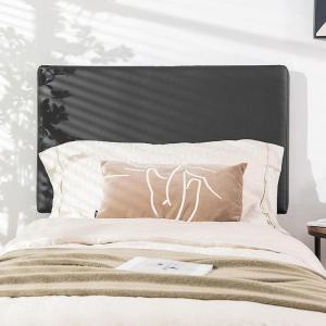 imageGiantex Upholstered Headboard for TwinTwin XL Size Bed Wall Mounted Twin Headboard Only PU Leather Headboard for Dorm Bedroom Attachment Device Included College Dorm Headboard Black