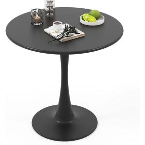 imageGiantex White Round Dining Table 32 Inches Modern Tulip Kitchen Table with 09 Thickened Tabletop ampamp Sturdy Metal Pedestal MidCentury Leisure Table for Small Places Dining Room Living Room CafeBlack