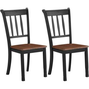 imageGiantex Wood Dining Chairs Set of 2 Armless Kitchen Chairs wSolid Rubber Wood Frame Easy to Assemble Dining Side Chair Farmhouse Dining Room ChairsBlackbrown