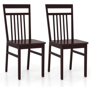 imageGiantex Wood Dining Chairs Set of 2 Kitchen Chairs with Solid Wood Frame Armless Wooden Dining Side Chairs with NonSlip Foot Pads Farmhouse Slat Back Dining Room Chair WalnutWalnut