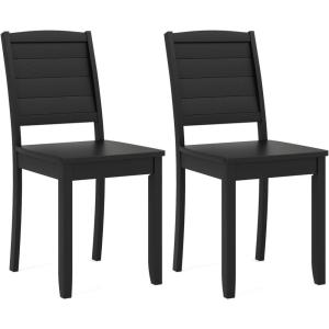 imageGiantex Wood Dining Chairs Set of 2 Modern Kitchen Chairs wRubber Wood Legs Curved Backrest Farmhouse Diner Chairs Wooden Armless Side Chairs for Home Dining Restaurant Load 400 LBS BlackBlack