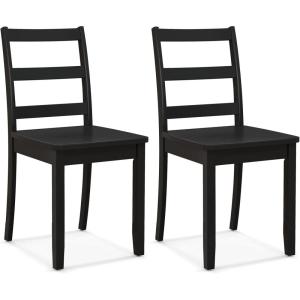 imageGiantex Wood Dining Chairs Set of 2 White  Wooden Armless Kitchen Chairs with Solid Rubber Wood Legs NonSlip Foot Pads Max Load 400 Lbs Farmhouse Style High Ladder Back Dining Room ChairsBlack