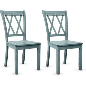 imageGiantex Wood Dining Chairs Set of 2 White Armless Kitchen Chair wRubber Wood Frame Cross Back Contoured Seat Farmhouse Wooden Side Chair High Back Kitchen Chairs for Home Dining RoomAntique Sage Green