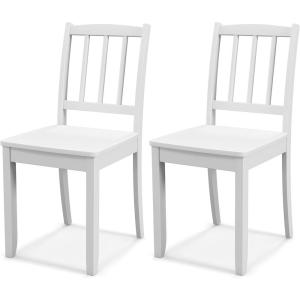 imageGiantex Wooden Dining Chairs Set of 2 Modern Kitchen Chairs wRubber Wood Legs ampamp Curved Backrest Ladder Back Diner Chairs Farmhouse Side Chairs for Study Dining Room Load 400 LBS WhiteWhite