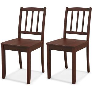 imageGiantex Wooden Dining Chairs Set of 2 Modern Kitchen Chairs wRubber Wood Legs ampamp Curved Backrest Ladder Back Diner Chairs Farmhouse Side Chairs for Study Dining Room Load 400 LBS WhiteBrown