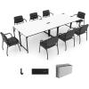 imageGiantex 10 FT Conference Table with Charging Station 2 PCS 60quot x 24quot Rectangular Large Meeting Room Desk with Storage Bag ampamp Hook Space Saving Seminar Table Modern Office Computer Desk for 4 PeopleWhite