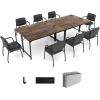 imageGiantex 10 FT Conference Table with Charging Station 2 PCS 60quot x 24quot Rectangular Large Meeting Room Desk with Storage Bag ampamp Hook Space Saving Seminar Table Modern Office Computer Desk for 4 PeopleRustic Brown