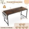 imageGiantex 10 FT Conference Table with Charging Station 2 PCS 60quot x 24quot Rectangular Large Meeting Room Desk with Storage Bag ampamp Hook Space Saving Seminar Table Modern Office Computer Desk for 4 PeopleRustic Brown