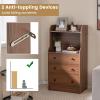 imageGiantex 3 Drawers Dresser for Bedroom  Modern Storage Dresser Chest of Drawers with 2 Shelves 3 PullOut Drawers Tall Nightstand with Antitoppling Device for Bedroom Living Room Entryway WalnutWalnut