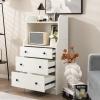 imageGiantex 3 Drawers Dresser for Bedroom  Modern Storage Dresser Chest of Drawers with 2 Shelves 3 PullOut Drawers Tall Nightstand with Antitoppling Device for Bedroom Living Room Entryway WalnutWhite