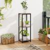 imageGiantex 3 Tier Tall Plant Stand Indoor 36 Inch Corner Plant Holder with Drawer ampamp Metal Frame Modern Plant Shelf for Multiple Flower Pots Square Plant Tables for Balcony Living room 1 PackGreyOpen Shelf