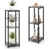 imageGiantex 3 Tier Tall Plant Stand Indoor 36 Inch Corner Plant Holder with Drawer ampamp Metal Frame Modern Plant Shelf for Multiple Flower Pots Square Plant Tables for Balcony Living room 1 PackGreyOpen Shelf