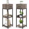 imageGiantex 3 Tier Tall Plant Stand Indoor 36 Inch Corner Plant Holder with Drawer ampamp Metal Frame Modern Plant Shelf for Multiple Flower Pots Square Plant Tables for Balcony Living room 1 PackGreyTop Drawer