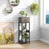 imageGiantex 3 Tier Tall Plant Stand Indoor 36 Inch Corner Plant Holder with Drawer ampamp Metal Frame Modern Plant Shelf for Multiple Flower Pots Square Plant Tables for Balcony Living room 1 PackGreyTop Drawer