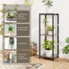 imageGiantex 3 Tier Tall Plant Stand Indoor 36 Inch Corner Plant Holder with Drawer ampamp Metal Frame Modern Plant Shelf for Multiple Flower Pots Square Plant Tables for Balcony Living room 1 PackGreyOpen Shelf