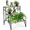 imageGiantex 3 Tiers Metal Plant Stand Ladder Flower Pots Outdoor w 132 lbs Capacity Heavy Duty Garden Display Shelf Flower Pot Holder Utility Storage Organizer Rack for Indoor Home Garden Patio Balcony