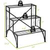 imageGiantex 3 Tiers Metal Plant Stand Ladder Flower Pots Outdoor w 132 lbs Capacity Heavy Duty Garden Display Shelf Flower Pot Holder Utility Storage Organizer Rack for Indoor Home Garden Patio Balcony