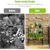 imageGiantex 3 Tiers Metal Plant Stand Ladder Flower Pots Outdoor w 132 lbs Capacity Heavy Duty Garden Display Shelf Flower Pot Holder Utility Storage Organizer Rack for Indoor Home Garden Patio Balcony