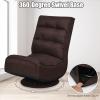 imageGiantex 360 Degree Swivel Gaming Chair 6 Position Adjustable Folding Floor Chair 300lb Spring Support Comfortable Padded Backrest Lazy Sofa Chair Game Rocker for Teens AdultsBrownness